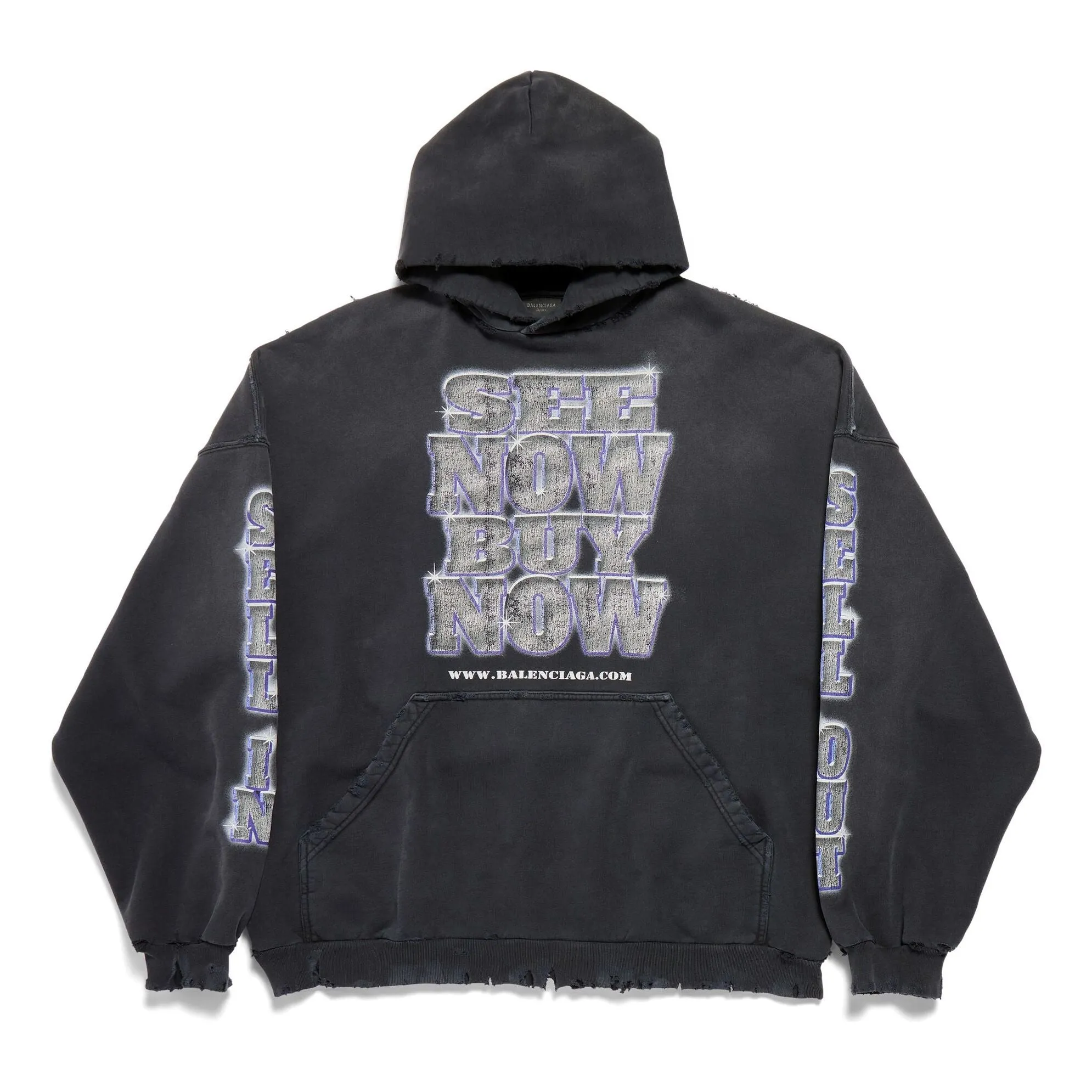 (WMNS) Balenciaga Snbn Hoodie 'Black' 739024TQVE71083 sold by KicksCrew