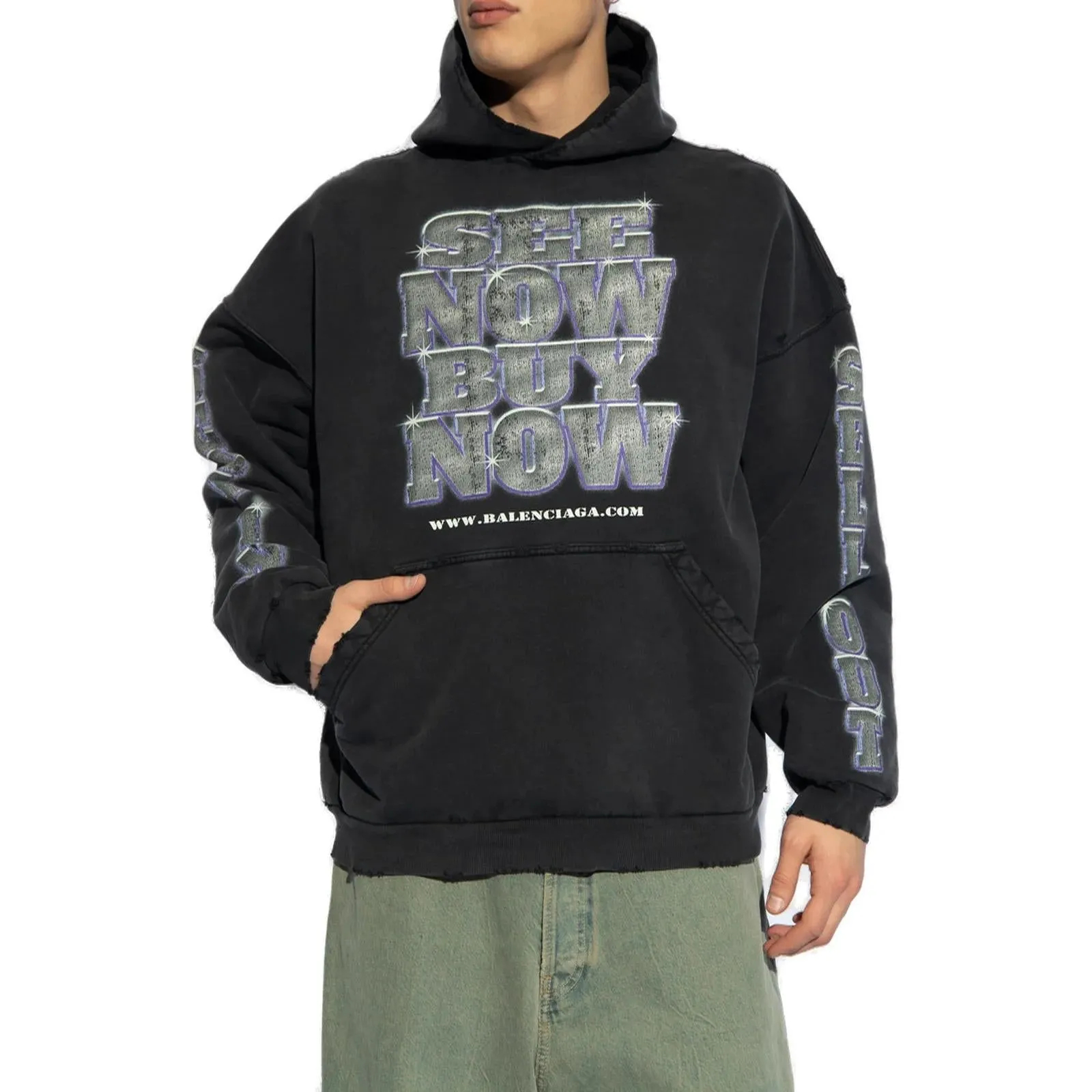 (WMNS) Balenciaga Snbn Hoodie 'Black' 739024TQVE71083 sold by KicksCrew product image thumbnail 3