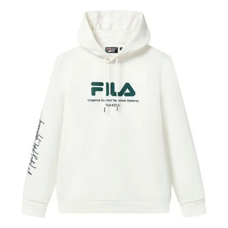 FILA Logo Graphic Hoodie 'White Green' F11M319206F-WT sold by KicksCrew