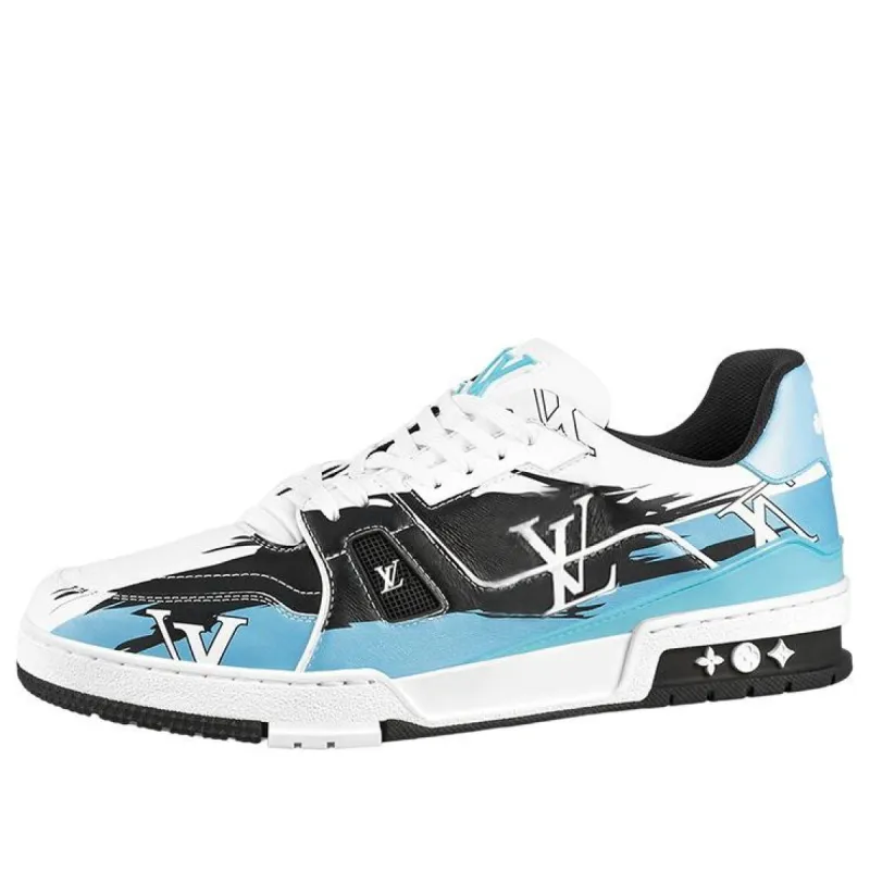LOUIS VUITTON LV Trainers 'White Black Blue' 1AA373 sold by KicksCrew