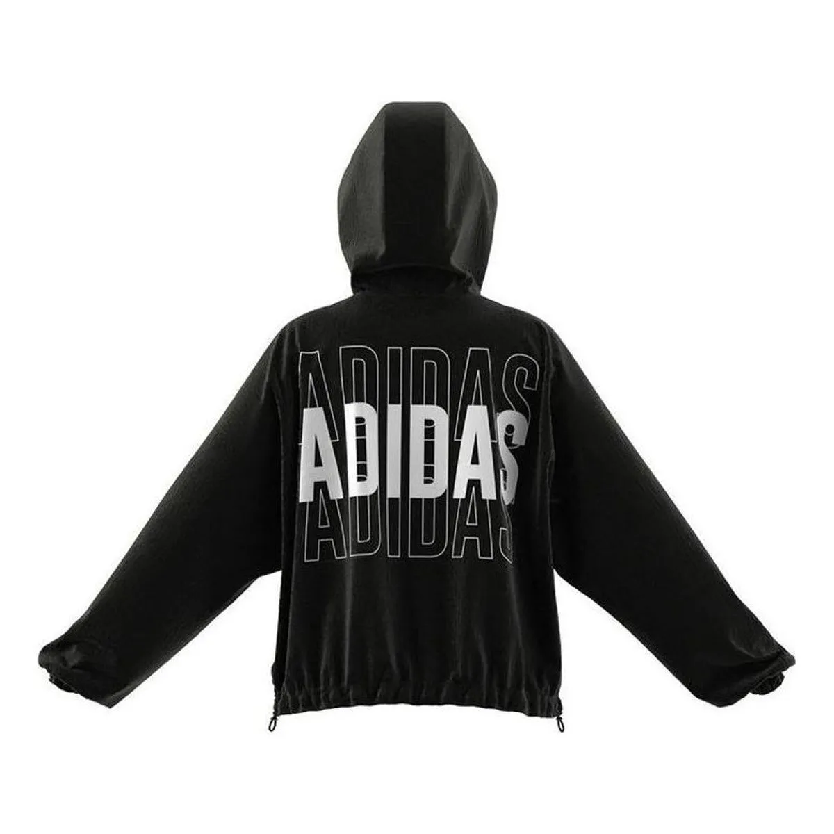 (WMNS) adidas Essentials Repeat Logo Loose-Fit Windbreaker 'Black White' HC9160 sold by KicksCrew product image thumbnail 3