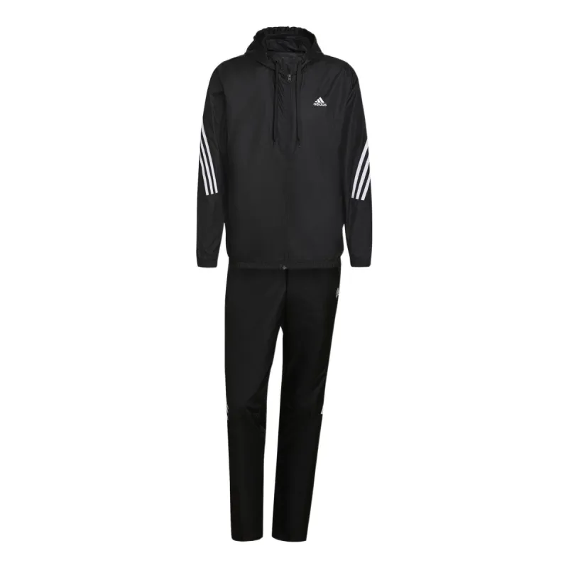 adidas Sportswear Hooded Track Suit 'Black White' H15580 sold by KicksCrew