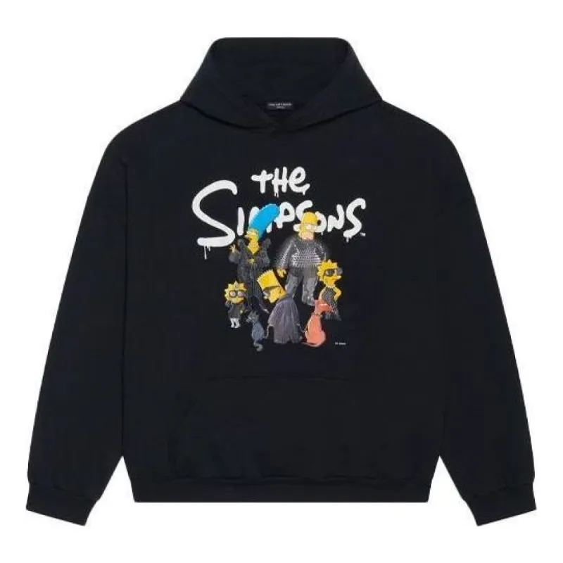 Balenciaga x THE SIMPSONS Cotton Hoodie Wide Fit 'Black' 675003TLVG81000 sold by KicksCrew