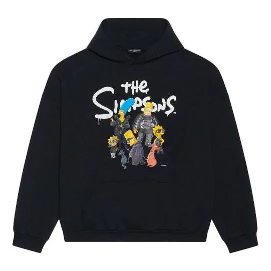 Balenciaga x THE SIMPSONS Cotton Hoodie Wide Fit 'Black' 675003TLVG81000 sold by KicksCrew