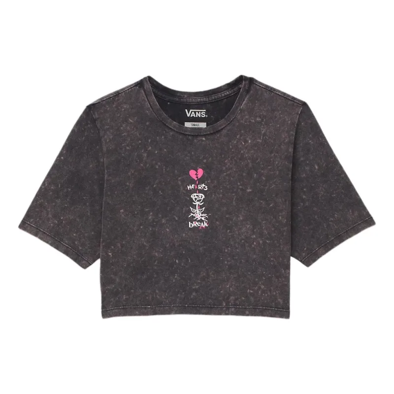 (WMNS) Vans Heartbreaker Crew Crop T-Shirt 'Washed Black' VN000GJZBLK sold by KicksCrew