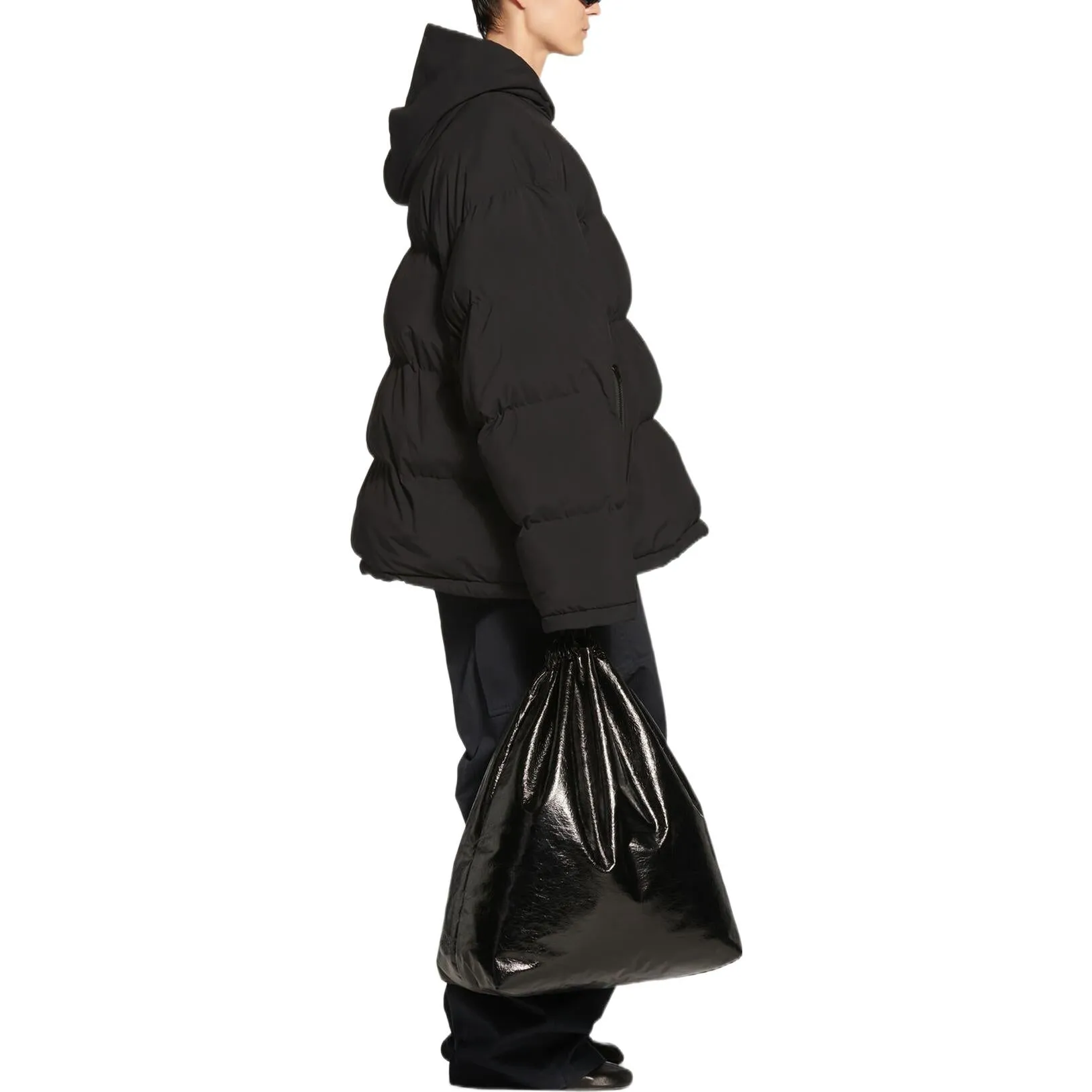 Balenciaga Sporty B Pull-Over Hooded Puffer Jacket 'Black' 720156-TNO45-1000 sold by KicksCrew product image thumbnail 4