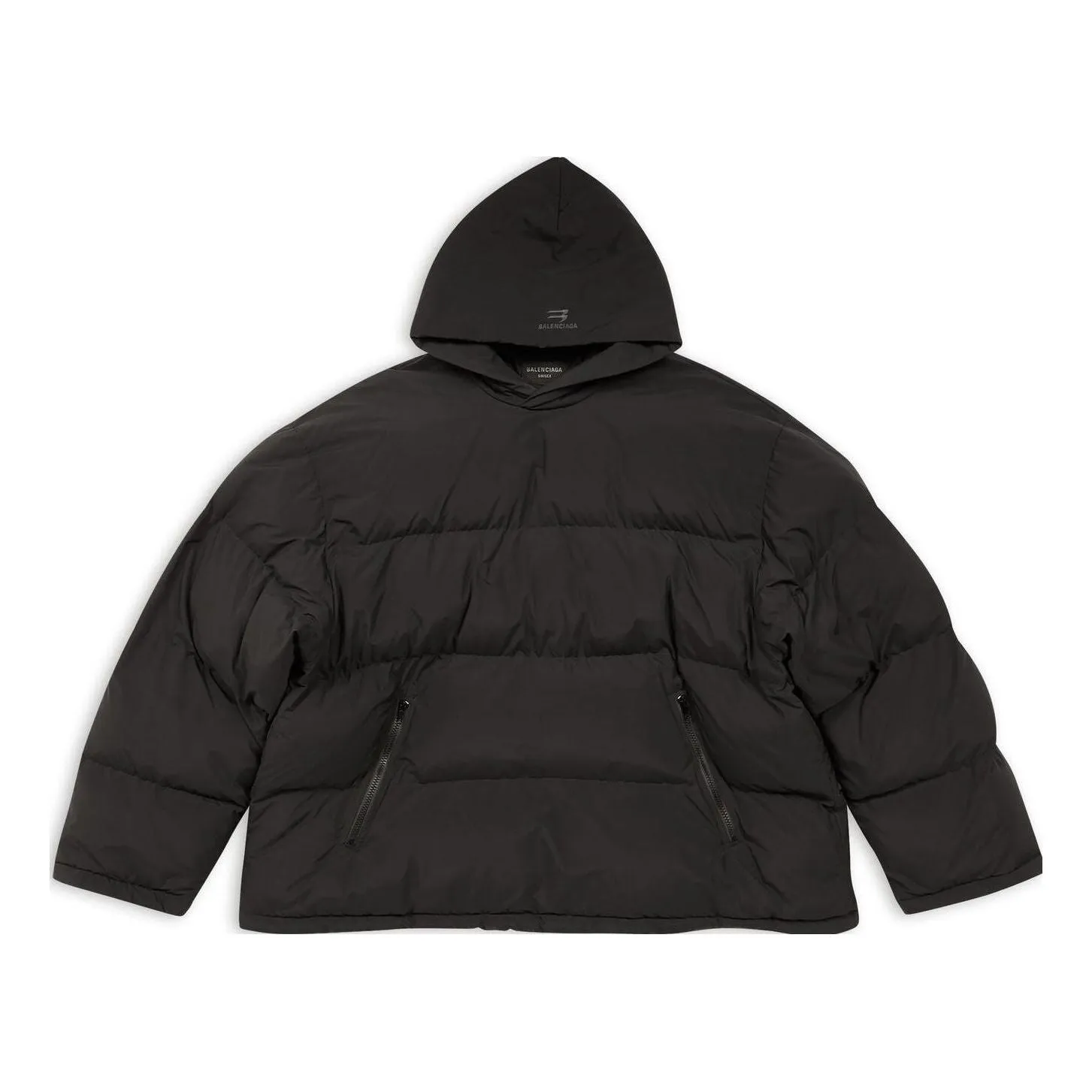 Balenciaga Sporty B Pull-Over Hooded Puffer Jacket 'Black' 720156-TNO45-1000 sold by KicksCrew