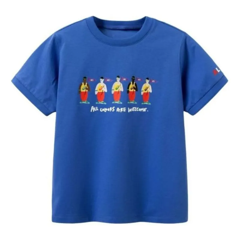 (GS) ASICS Casual Print T-shirt 'Blue' 332241173039-8851 sold by KicksCrew