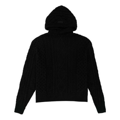 Fear of God Essentials FW23 Cable Knit Hoodie 'Jet Black' 192BT234390F sold by KicksCrew