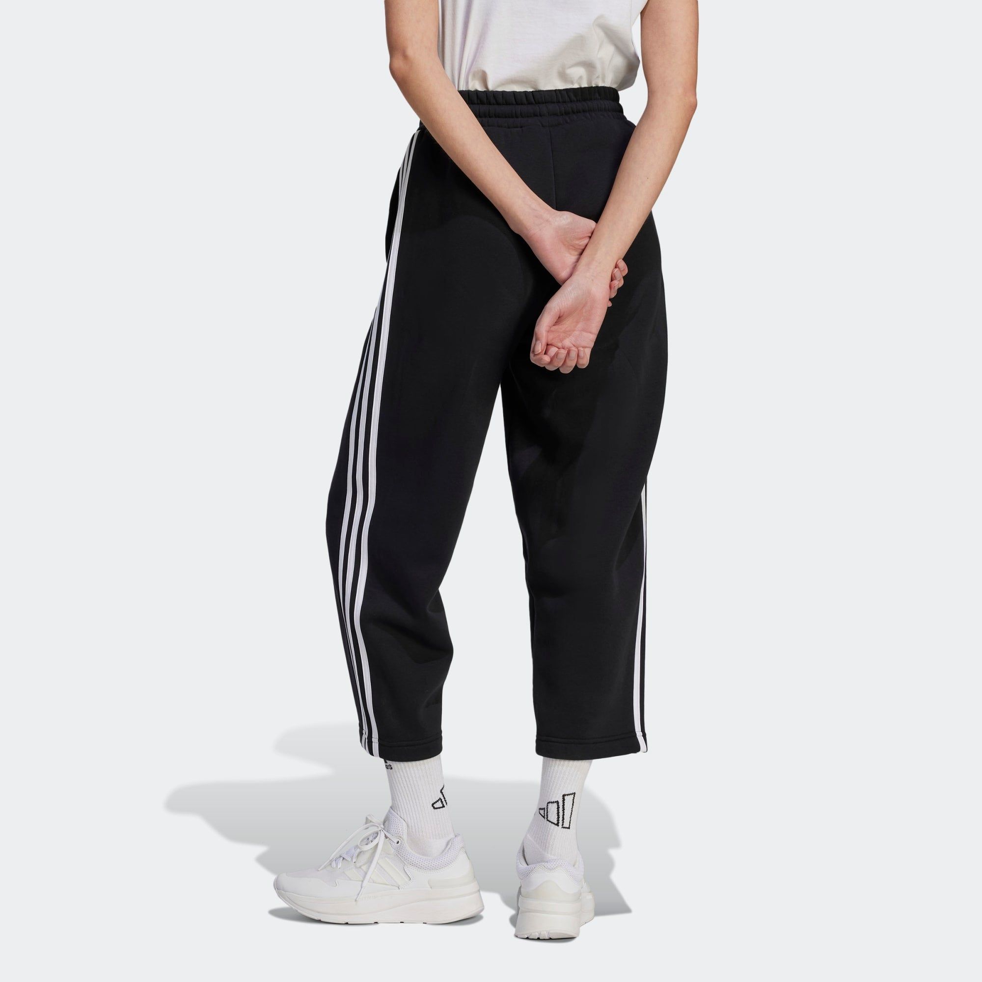 Adidas Essentials 3-Stripes Open Hem Fleece Pants 'Black' HZ5748 sold by KicksCrew product image thumbnail 3