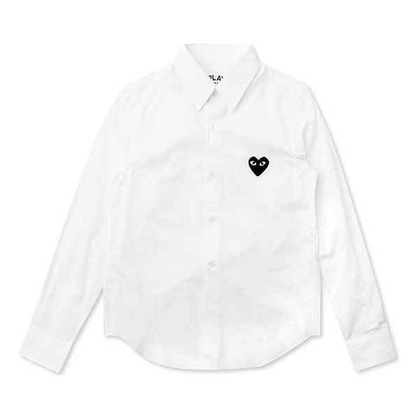 COMME des GARCONS PLAY Black Emblem Button Down 'White' AZ-B004-051-2 sold by KicksCrew