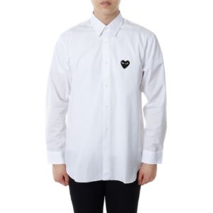 COMME des GARCONS PLAY Black Emblem Button Down 'White' AZ-B004-051-2 sold by KicksCrew