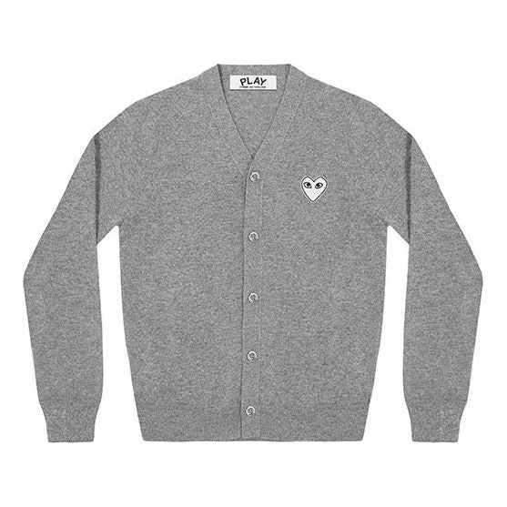 COMME des GARCONS PLAY Cardigan White heart 'Light Grey' AZ-N066-051-1 sold by KicksCrew