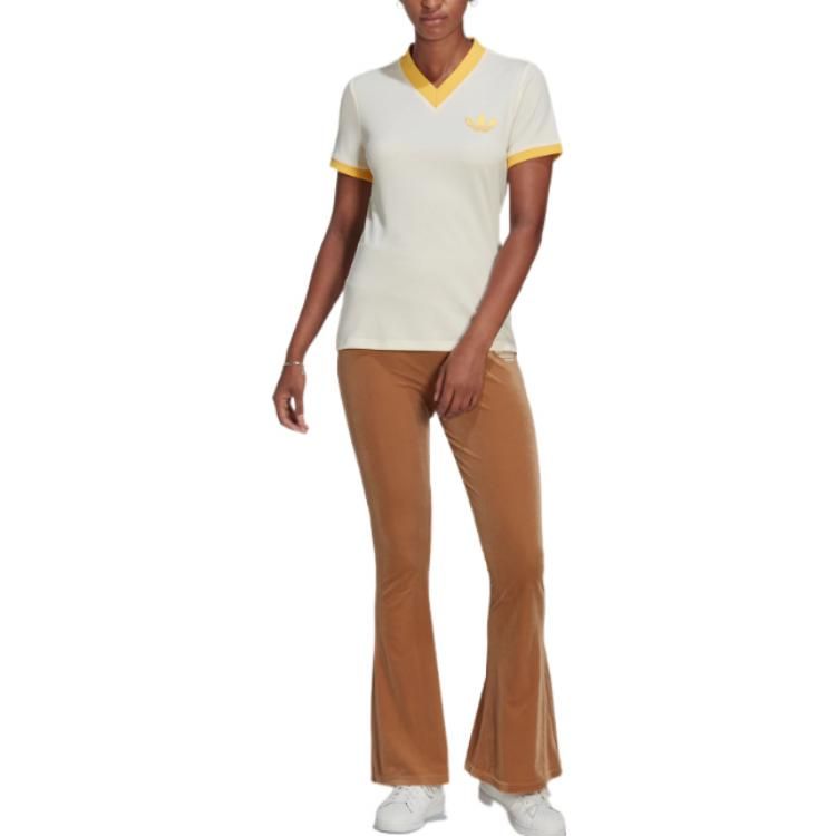 (WMNS) adidas Adicolor 70s V-Neck Tee 'Beige Yellow' IB2042 sold by KicksCrew product image thumbnail 2