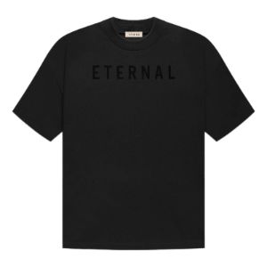 Fear of God Eternal Logo Flocked Crewneck T-Shirt 'Black' FGE50-001AJER-001 sold by KicksCrew