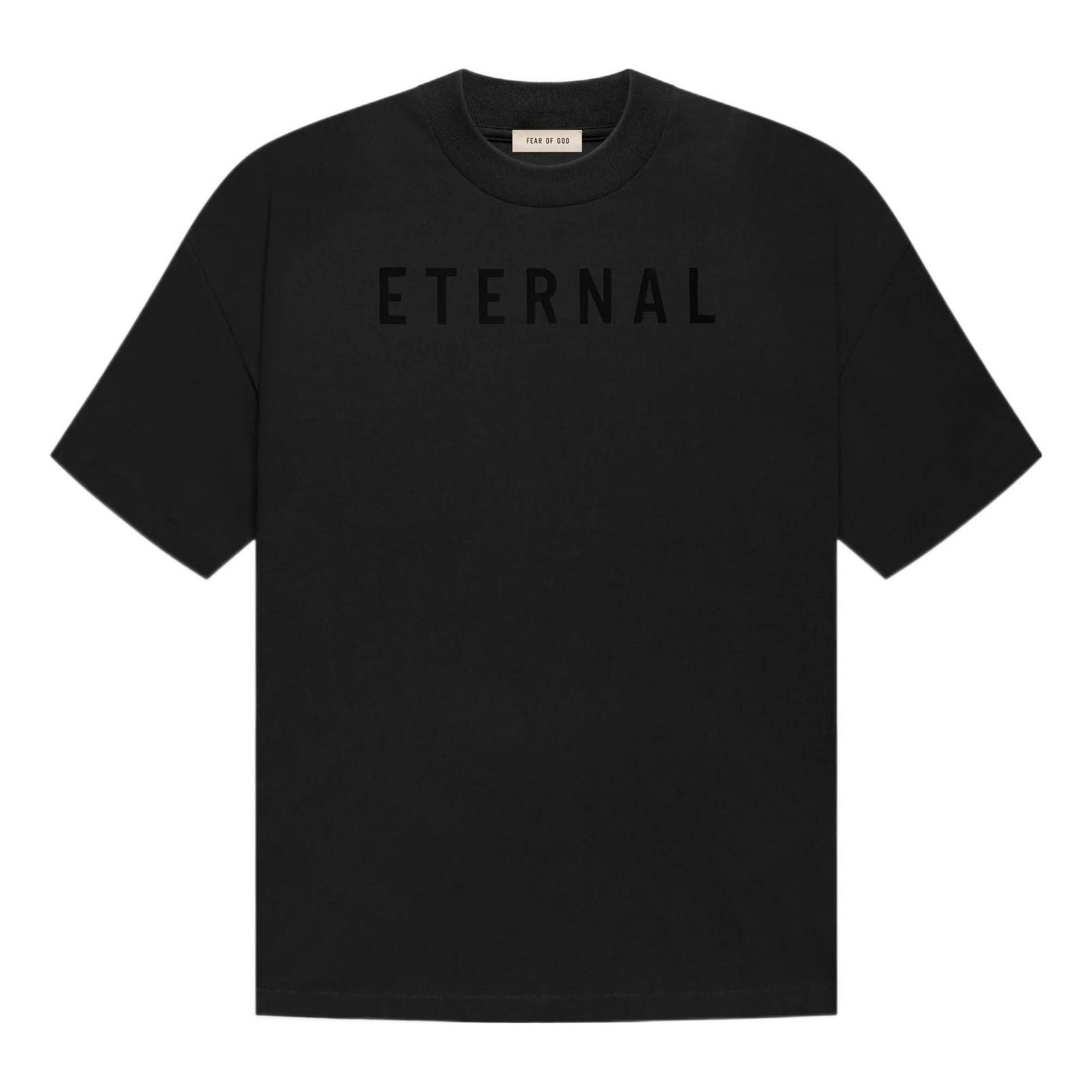 Fear of God Eternal Logo Flocked Crewneck T-Shirt 'Black' FGE50-001AJER-001 sold by KicksCrew
