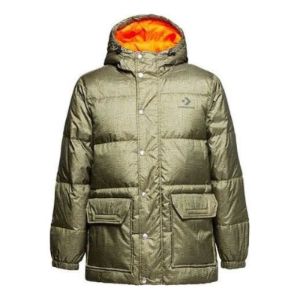 Converse Mid-length Printed Down Puffer Jacket 'Metallic Green' 10007262-A01 sold by KicksCrew