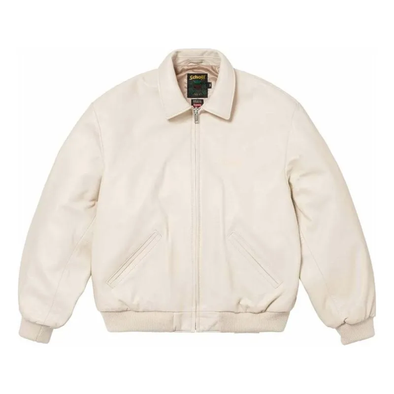 Supreme x Schott Hooded Leather Bomber Jacket 'White' SUP-SS24-076 sold by KicksCrew