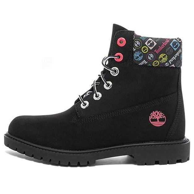 (WMNS) Timberland Heritage 6 Inch Waterproof Boots 'Black Nubuck with Colorful Logos' A5M24001 sold by KicksCrew