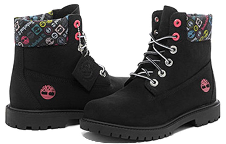 (WMNS) Timberland Heritage 6 Inch Waterproof Boots 'Black Nubuck with Colorful Logos' A5M24001 sold by KicksCrew product image thumbnail 4