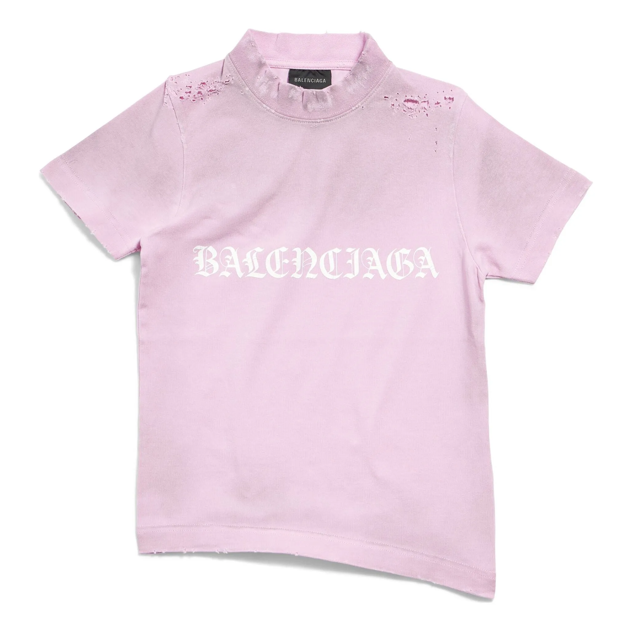 (WMNS) Balenciaga Gothic Type Shrunk T-Shirt 'Light Pink' 788246TQVJ55708 sold by KicksCrew