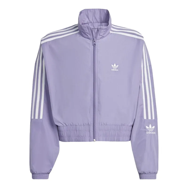 (GS) adidas Adicolor Crop Track Jacket 'Purple White' IC6271 sold by KicksCrew