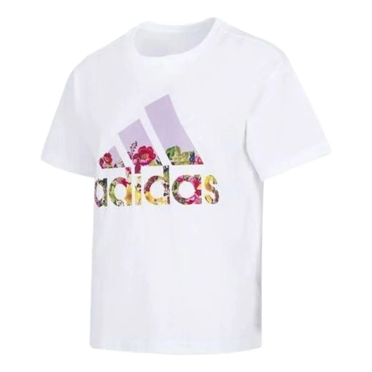(WMNS) adidas Flower Graphic T-Shirt 'White Pink' HN7753 sold by KicksCrew