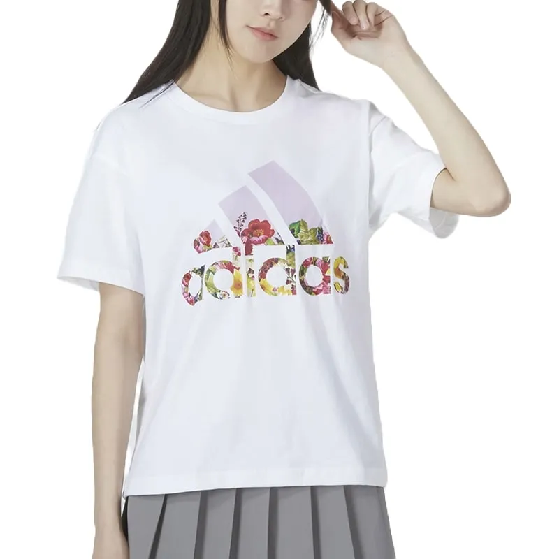 (WMNS) adidas Flower Graphic T-Shirt 'White Pink' HN7753 sold by KicksCrew product image thumbnail 3