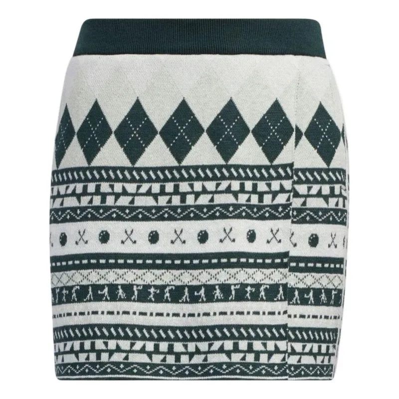 (WMNS) adidas Historical Pattern Knit Skirt 'White Green' HC3787 sold by KicksCrew