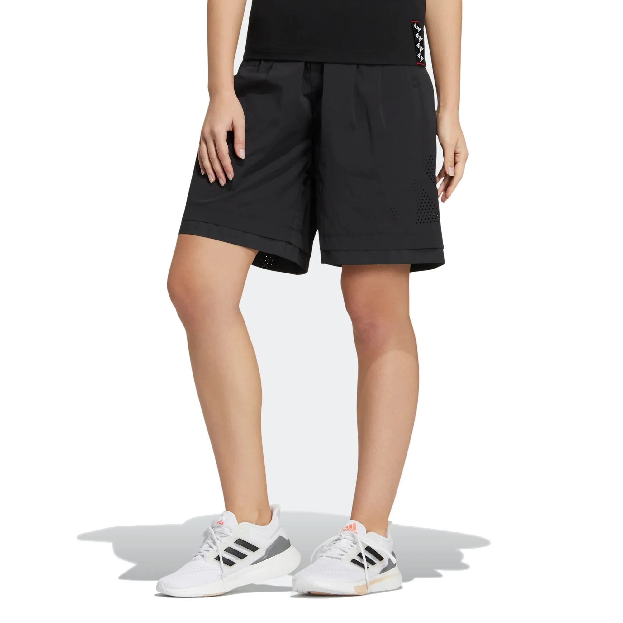 (WMNS) adidas Casual Drawstring Waist Solid Color Sports Shorts 'Black' HE9962 sold by KicksCrew product image thumbnail 2