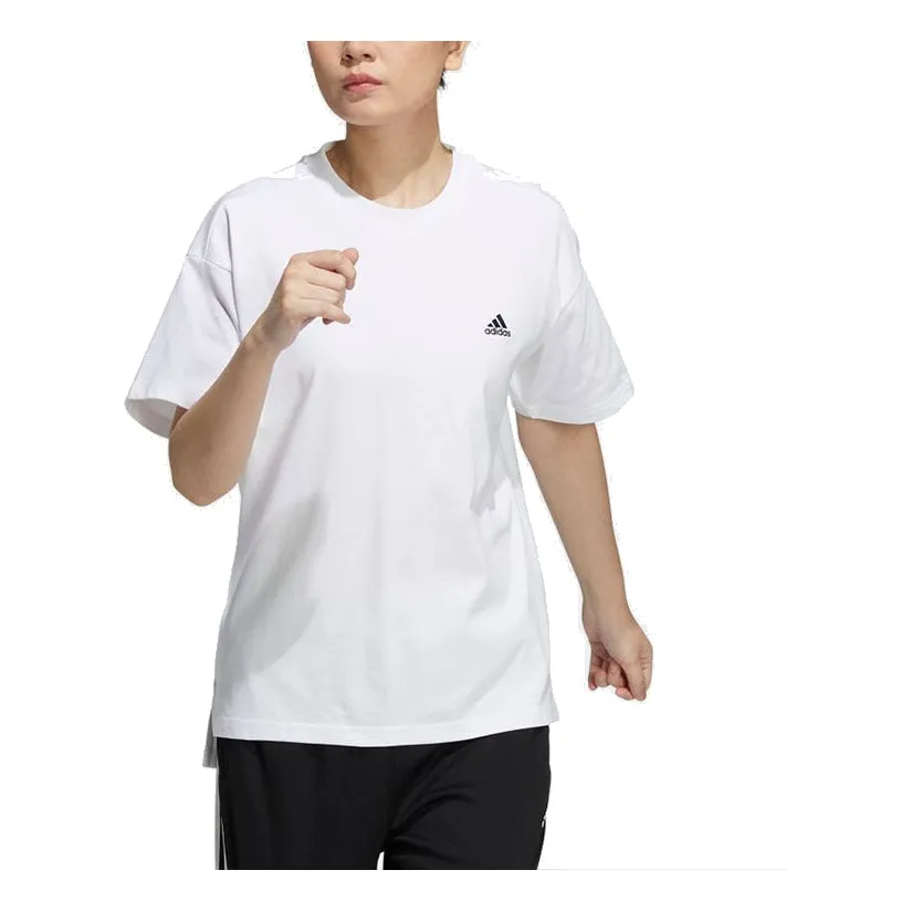 (WMNS) adidas Wording Loose Fit Sportswear T-Shirt 'White' HC2541 sold by KicksCrew product image thumbnail 2