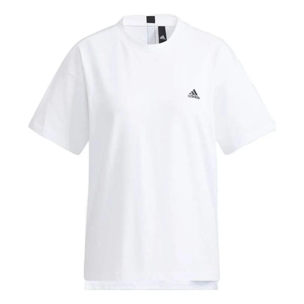 (WMNS) adidas Wording Loose Fit Sportswear T-Shirt 'White' HC2541 sold by KicksCrew
