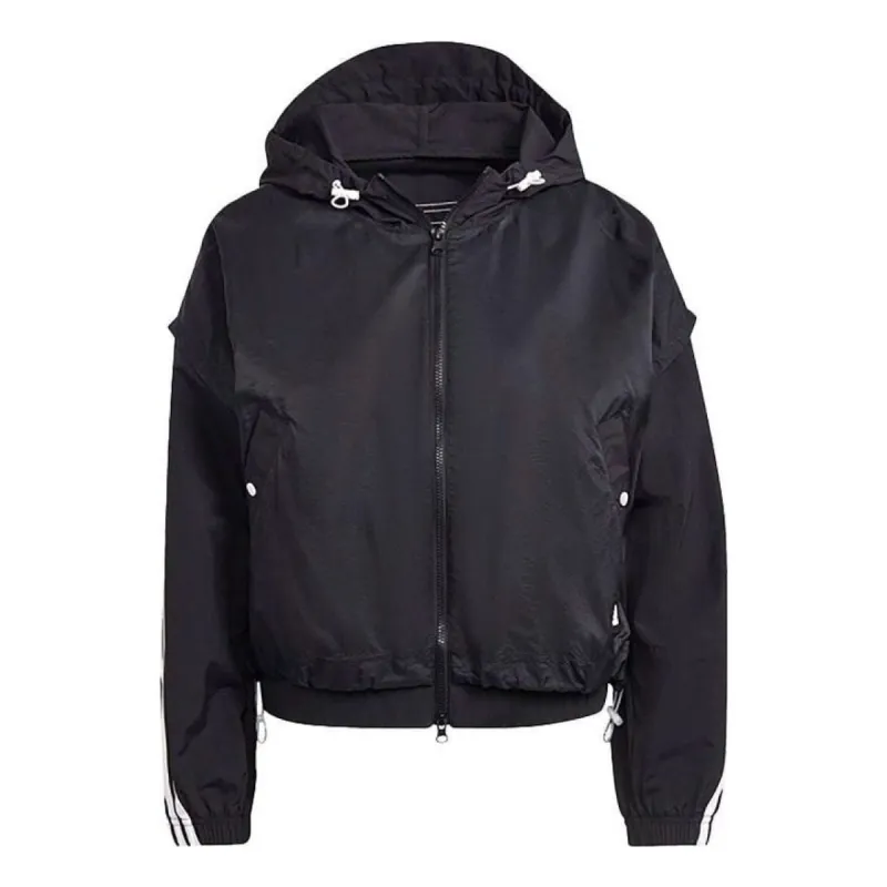 (WMNS) adidas Sportswear Future Icons 3-Stripes Woven Hooded Track Top 'Black' HA0812 sold by KicksCrew