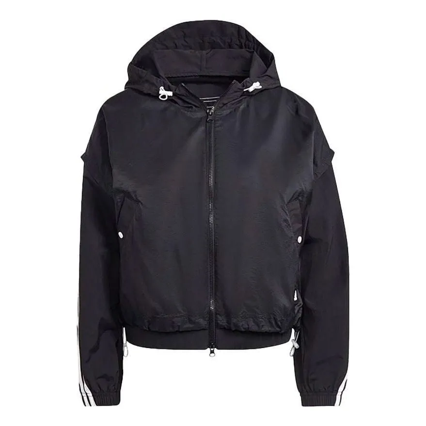 (WMNS) adidas Sportswear Future Icons 3-Stripes Woven Hooded Track Top 'Black' HA0812 sold by KicksCrew