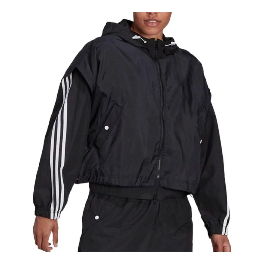 (WMNS) adidas Sportswear Future Icons 3-Stripes Woven Hooded Track Top 'Black' HA0812 sold by KicksCrew product image thumbnail 2