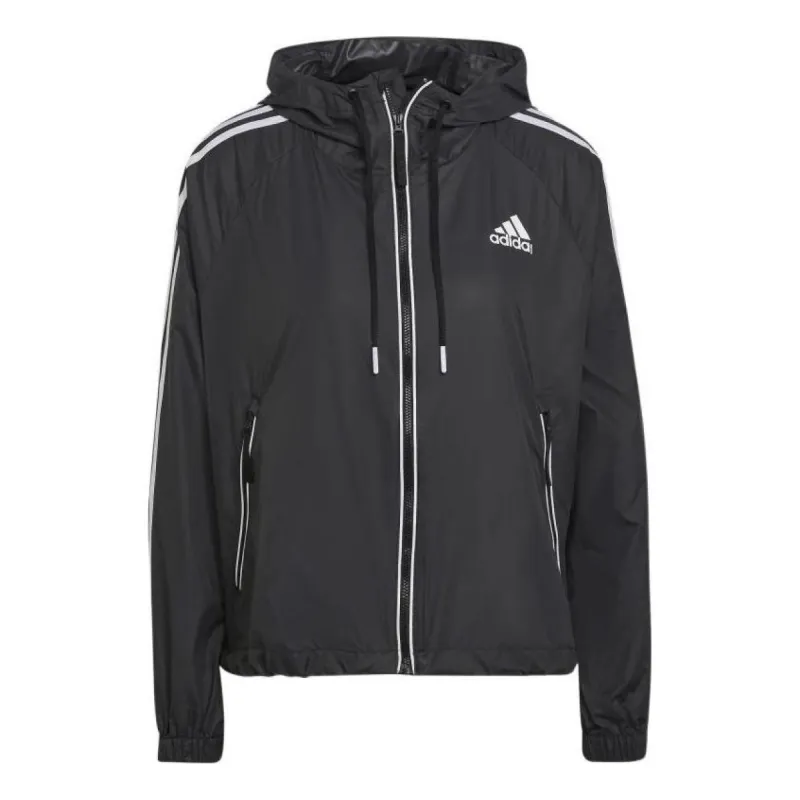 (WMNS) adidas BSC 3-Stripes Wind Jacket 'Black' H55345 sold by KicksCrew