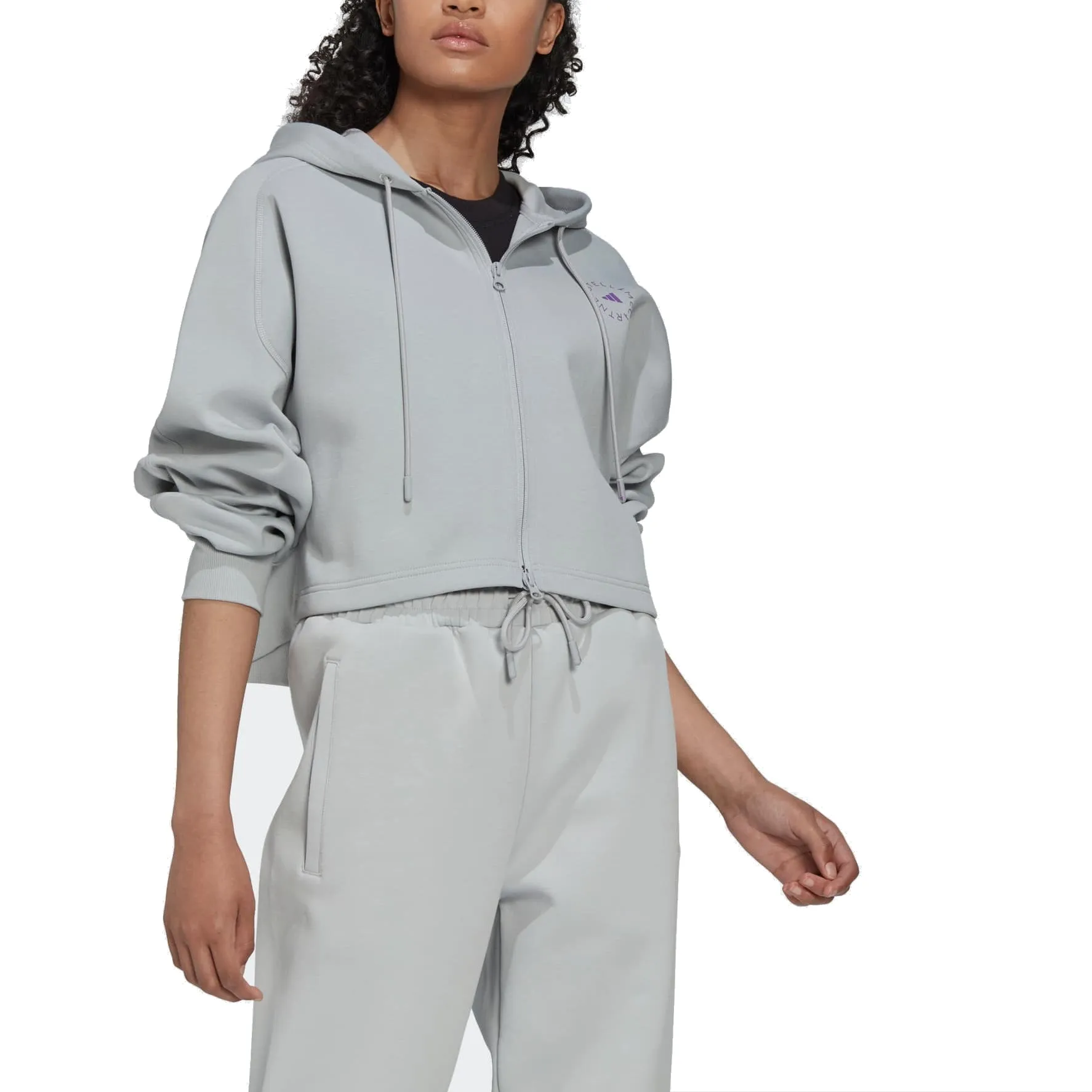 (WMNS) adidas by Stella McCartney Cropped Hooded Jacket 'Grey' HI6063 sold by KicksCrew product image thumbnail 3