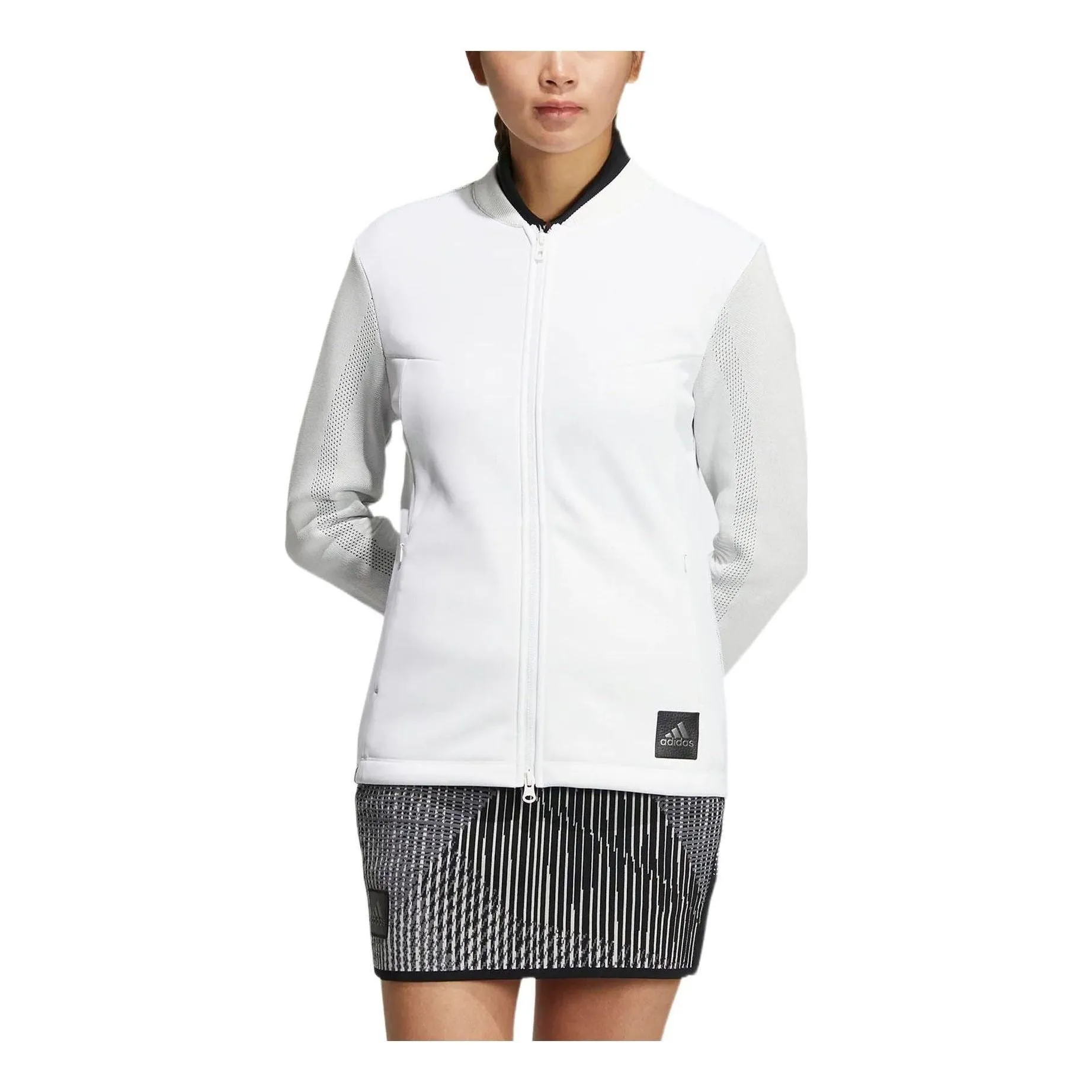 (WMNS) adidas AEROKNIT Fabric Mix Long Sleeve Full Zip Jacket 'White' HG1672 sold by KicksCrew product image thumbnail 2