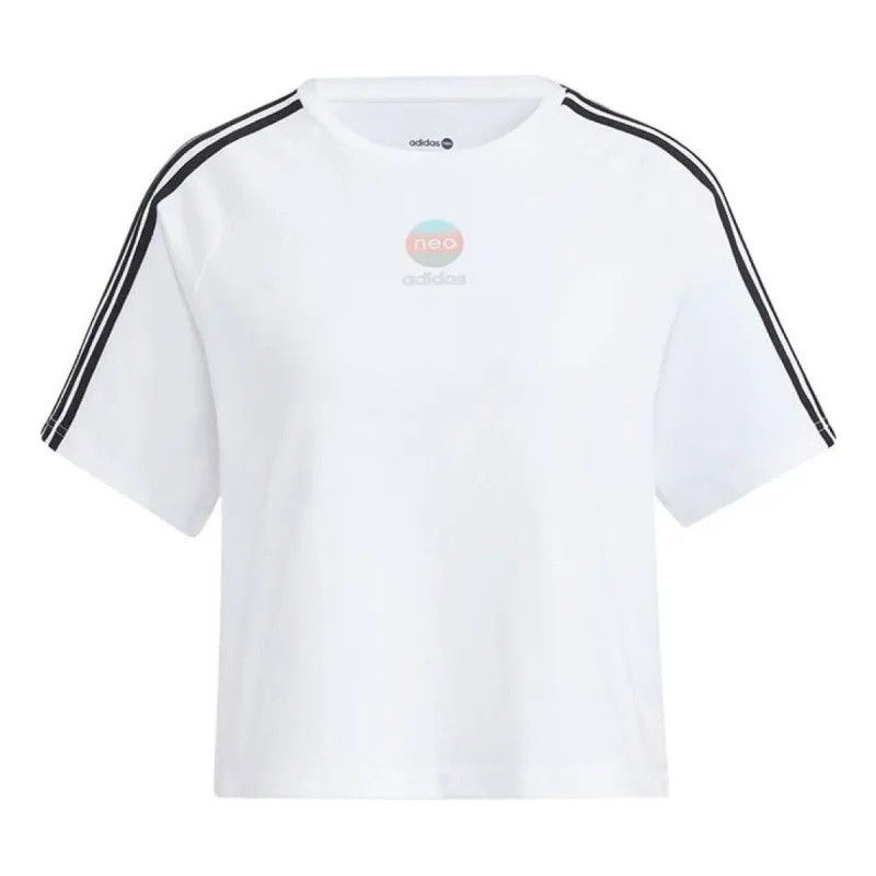 (WMNS) adidas Neo Contrast Stripe Sports T-Shirt 'White HF7284 sold by KicksCrew