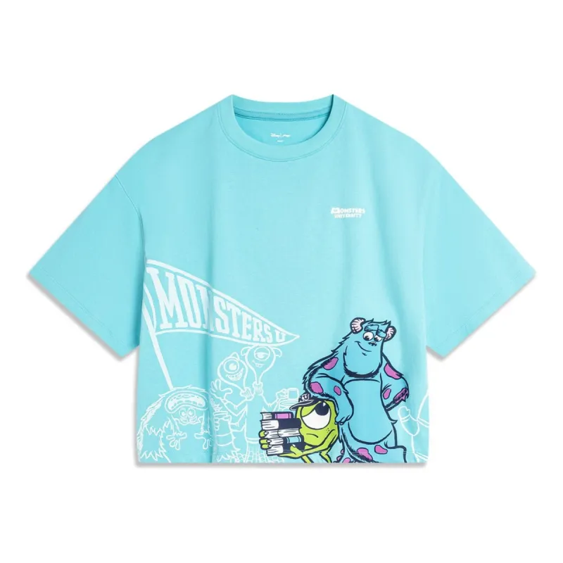 (WMNS) Li-Ning x Disney Monsters University Graphic T-shirt 'Sky Blue' AHSU490-3 sold by KicksCrew