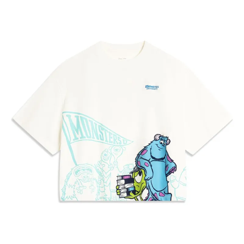 (WMNS) Li-Ning x Disney Monsters University Graphic T-shirt 'Cream White' AHSU490-1 sold by KicksCrew