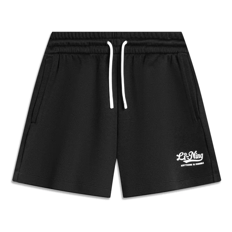 (WMNS) Li-Ning Graphic Loose Fit Shorts 'Black' AKSU530-2 sold by KicksCrew