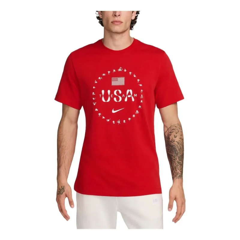 Nike USA Premium Essential Icon T-shirt 'Sport Red' FN0867-614 sold by KicksCrew