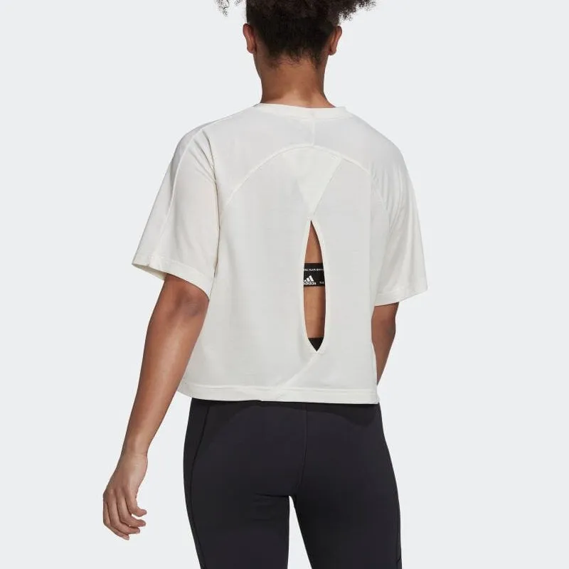 (WMNS) adidas AEROREADY Wrap-Back T-Shirt 'White' HK2352 sold by KicksCrew product image thumbnail 2