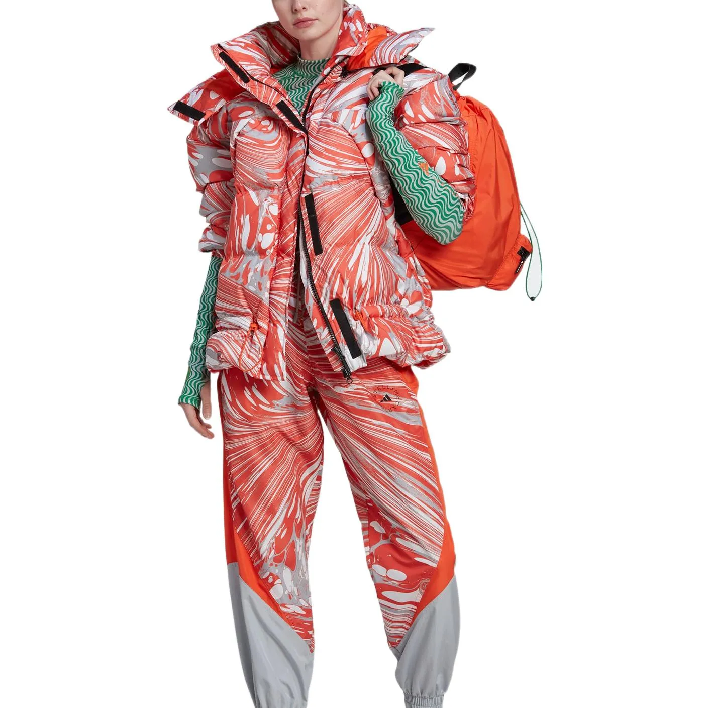 (WMNS) adidas By Stella McCartney Zip-Up Padded Jacket 'Orange White' HI6087 sold by KicksCrew product image thumbnail 3