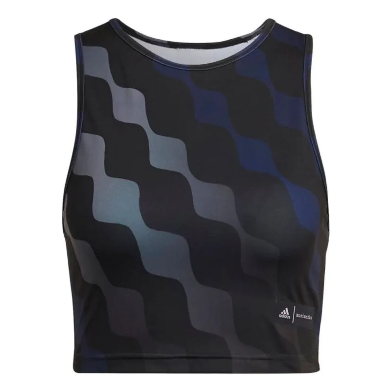 (WMNS) adidas x Marimekko Train Icons Print Tank Top 'Black Blue' HH8734 sold by KicksCrew