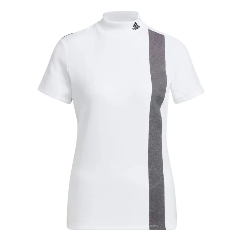 (WMNS) adidas AEROREADY 3-Bar Mock Neck Shirt 'White Black' HG8253 sold by KicksCrew