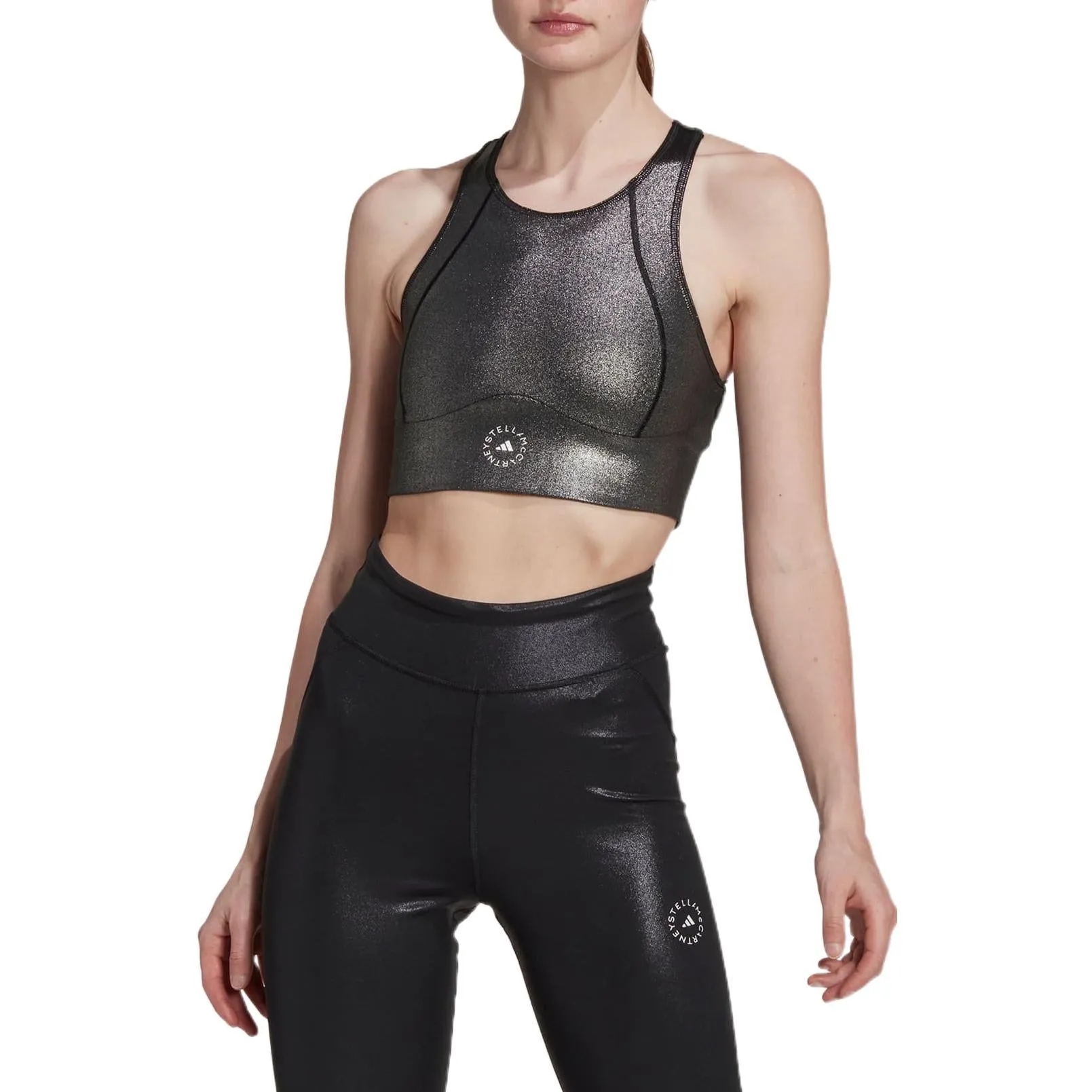 (WMNS) adidas by Stella McCartney Shiny Training Crop Top 'Black' HG6880 sold by KicksCrew product image thumbnail 3