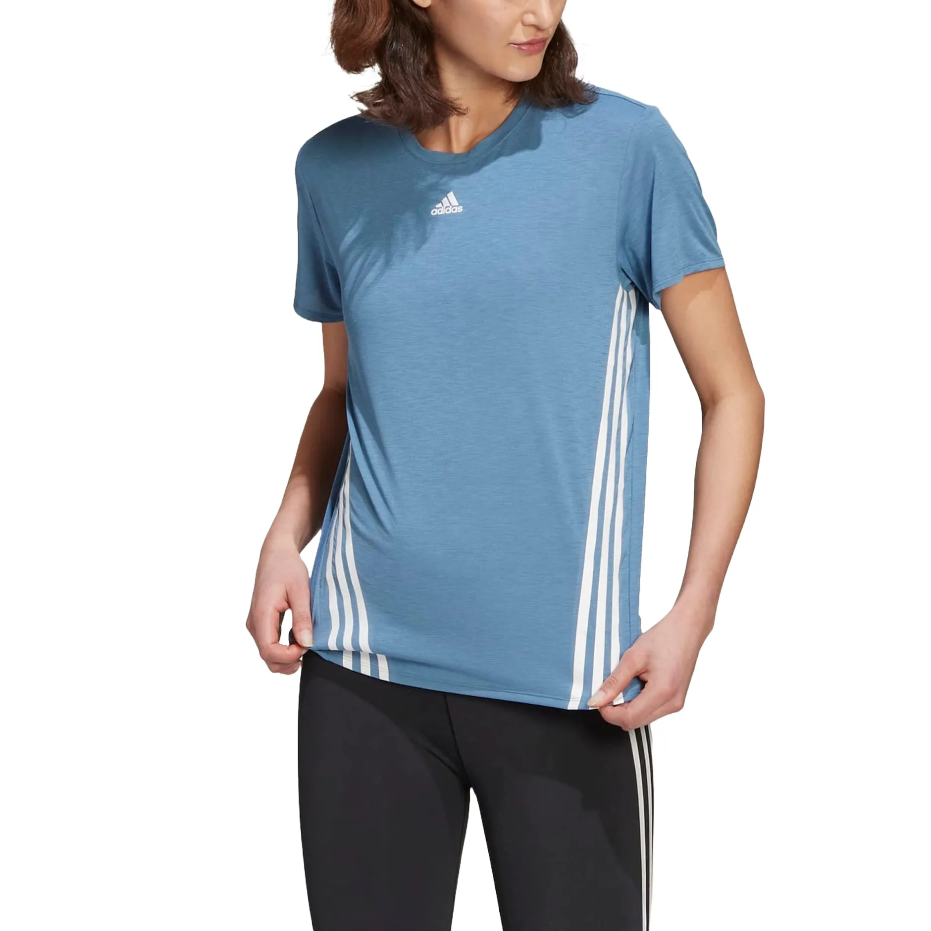 (WMNS) adidas Training Icons 3 Stripe T-Shirt 'Teal' HG3160 sold by KicksCrew product image thumbnail 2