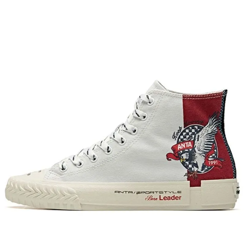 ANTA High Top Canvas Shoes 'White Blue Red' 11948680-11 sold by KicksCrew